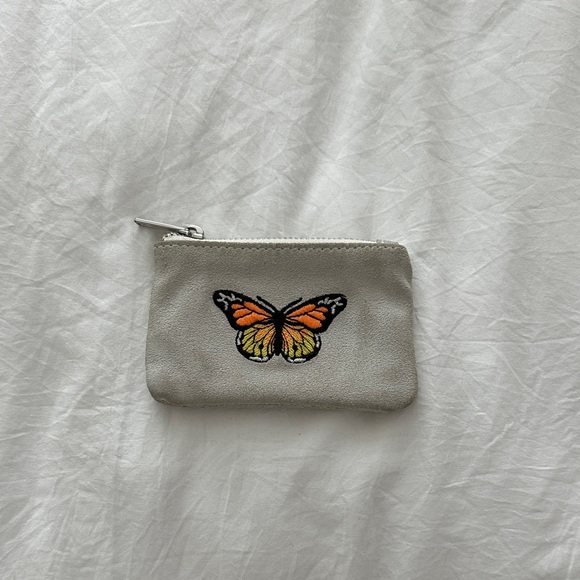 Brandy Melville Gray Pouch with Orange Butterfly - Picture 1 of 3